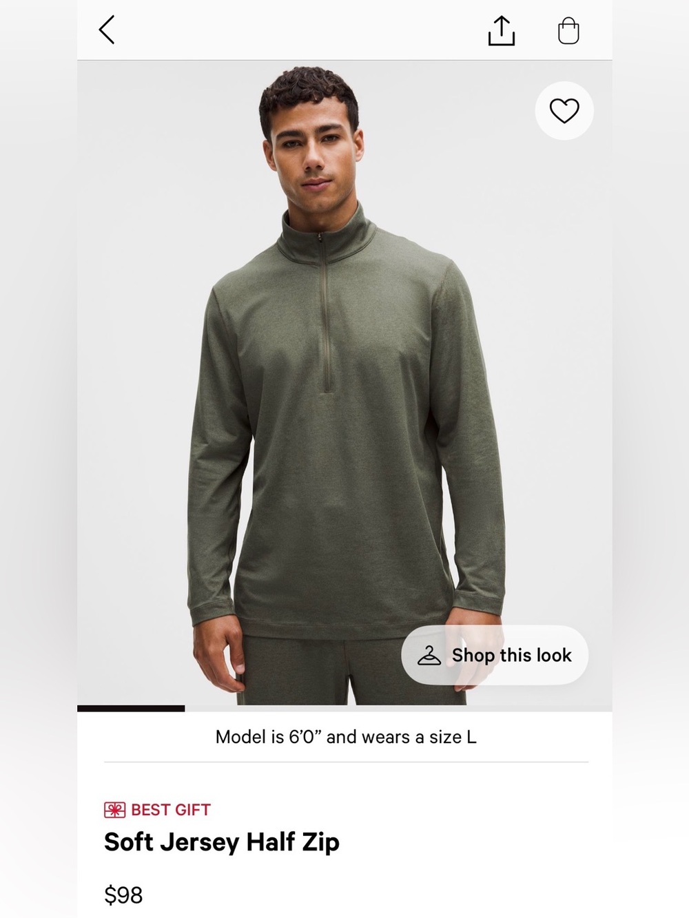 lululemon athletica Men's Soft Jersey Half-Zip - Heathered Green